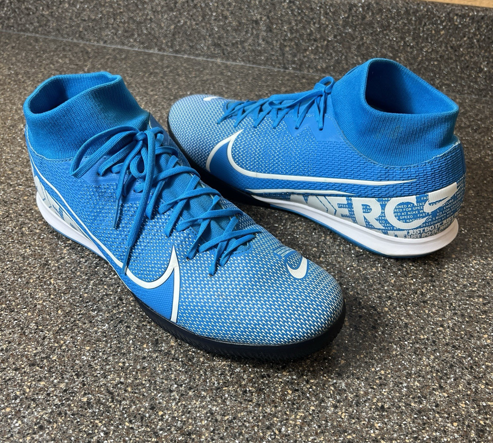 NIKE MERCURIAL SUPERFLY 7 ACADEMY IC INDOOR SOCCER MEN'S SIZE 12 BLUE AT7979-414